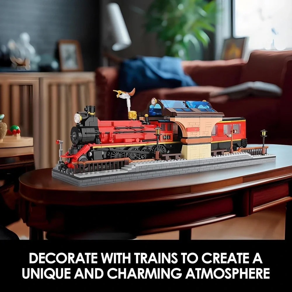 WALARLO 2 in 1 Harry Train & Bookshelf Building Set, Ideal Collectible 1068pc